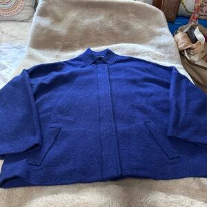 Eileen Fisher Boiled Wool Blue Jacket Relaxed Fit M